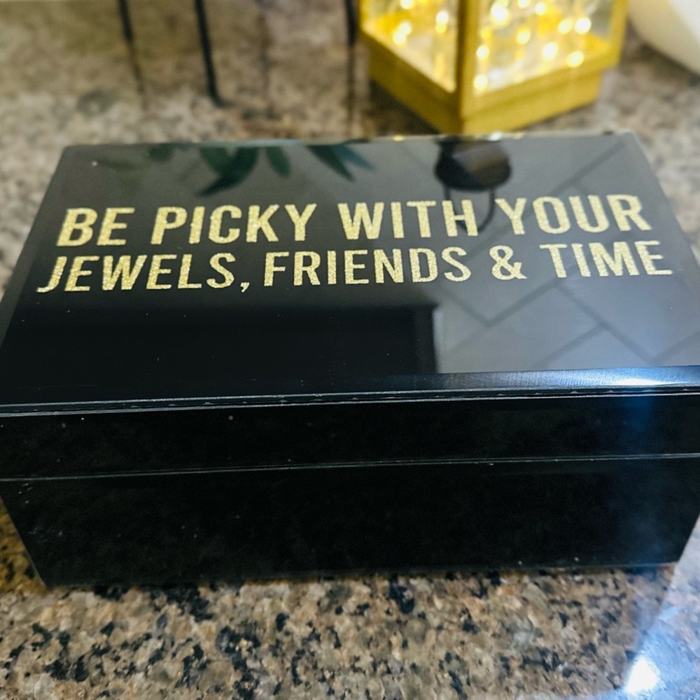 Allure Black Jewelry Box with Gold Glitter Writing